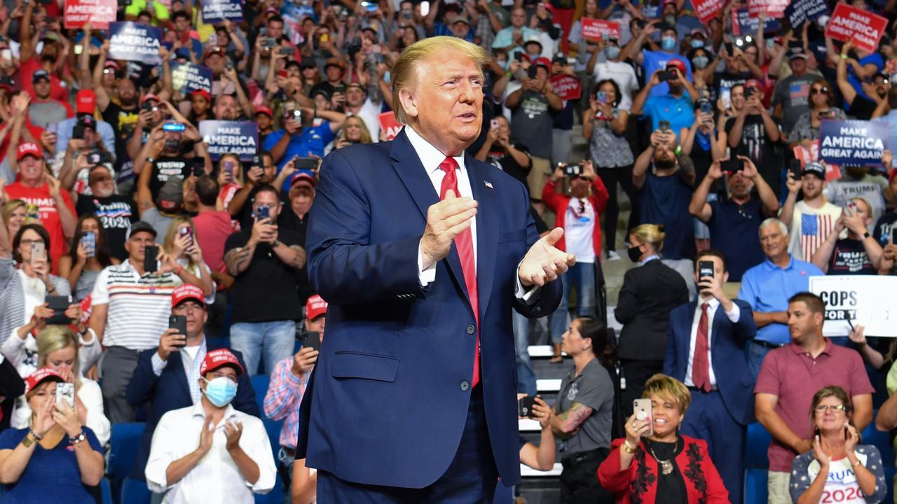 US President Donald Trump arrives for a campaign rally in Tulsa, Oklahoma. Picture: Nicholas Kamm / AFP