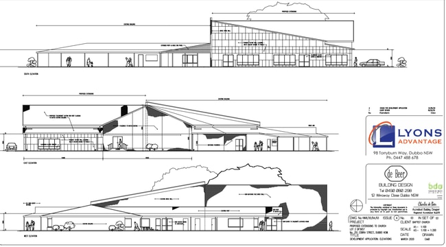 Plans for the Dubbo Baptist Church expansion lodged with Dubbo Regional Council. Picture: de Beer building design