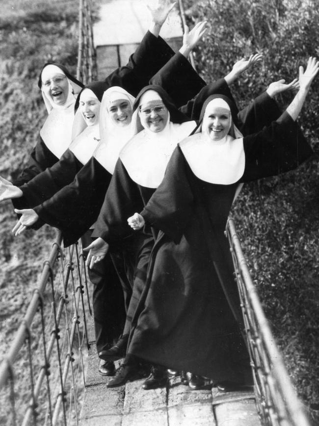 Swinging nuns ... the bridge was used in this 1987 shot to promote the theatre production "Nunsense".