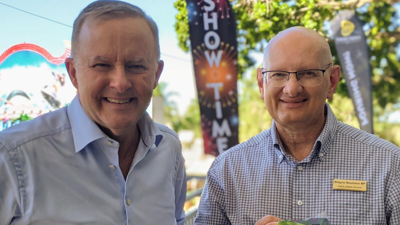 Labor’s veterans affairs spokesman, Shayne Neumann, pictured with Opposition Leader Anthony Albanese, said the party would support the proposal in principle. Picture: Ebony Graveur