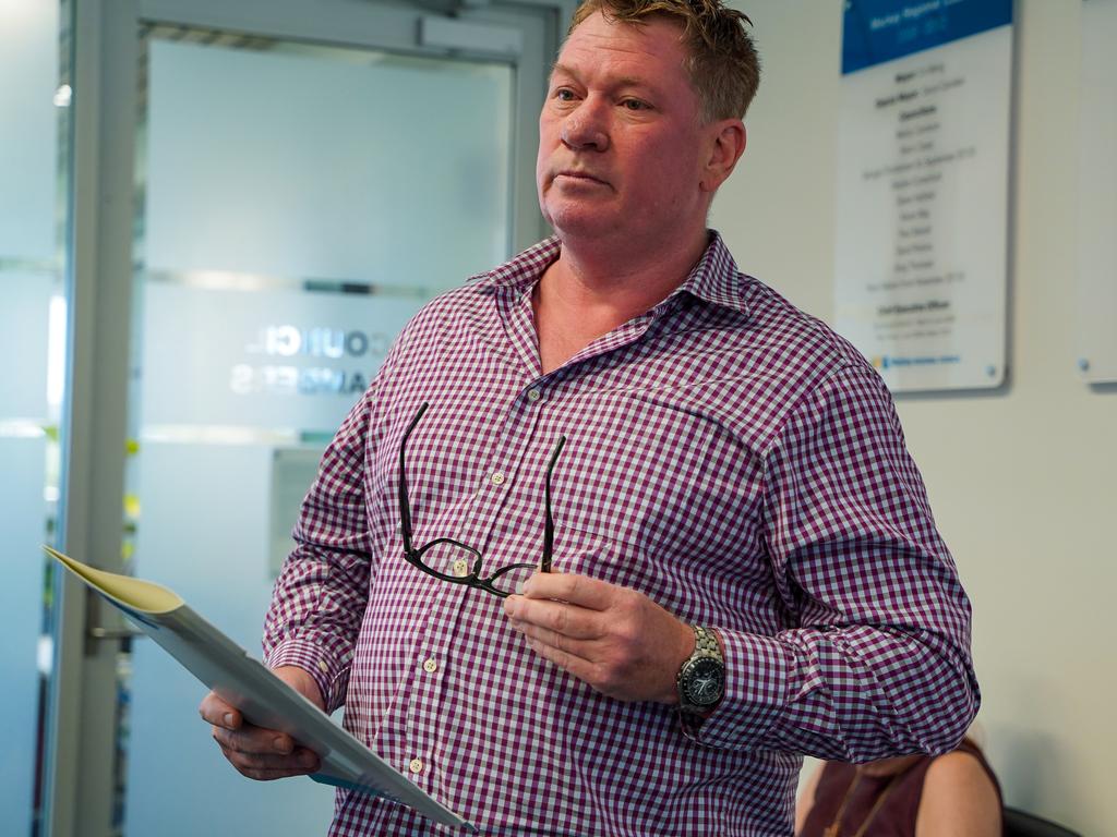 Slade Point homeowner William Paton made a passionate plea to Mackay councillors on Wednesday, November 9, 2022, asking them to vote against a motion that would require to demolish parts of his property. Picture: Heidi Petith