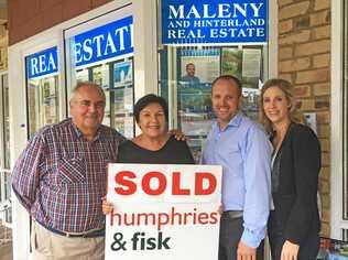 ?Ian Humphries and Patricia Fisk Humphries with Rodney and Catherine Millett at Maleny and Hinterland Real Estate. Picture: Erle Levey