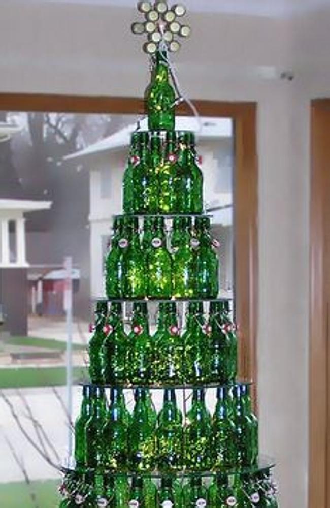 The merriest tree of them all: get those bottles of beer off the wall. Picture: Pinterest/Cantharide