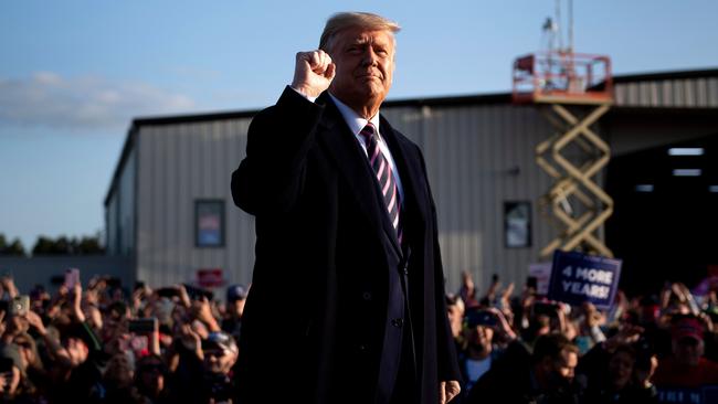 Donald Trump arrives for a rally at Bemidji Regional Airport in Bemidji, Minnesota, over the weekend. Picture: AFP