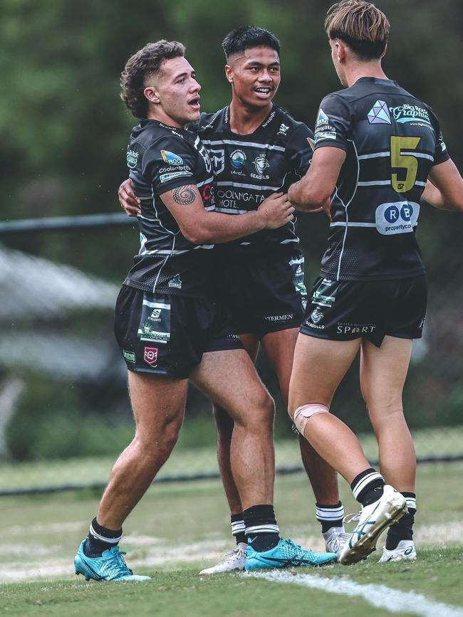 Sam Stephenson and teammates. Picture: Bailey Sands Media/ Tweed Seagulls Media.