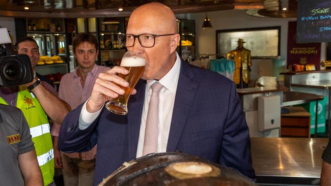 Peter Dutton has advised ‘responsible drinking’ on election night. Picture Thomas Lisson/NewsWire