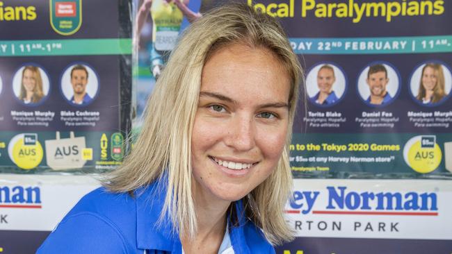 Torita Blake at the "Meet Your Local Paralympians" event at Harvey Norman, Everton Park, Saturday, February 22, 2020 (AAP Image/Richard Walker)