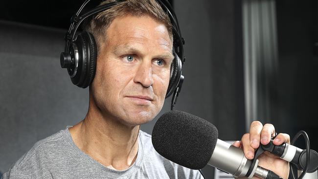 Kane Cornes and Russell Robertson have made peace after Cornes’ criticism of Dees Coach Simon Goodwin. Picture: Sarah Reed