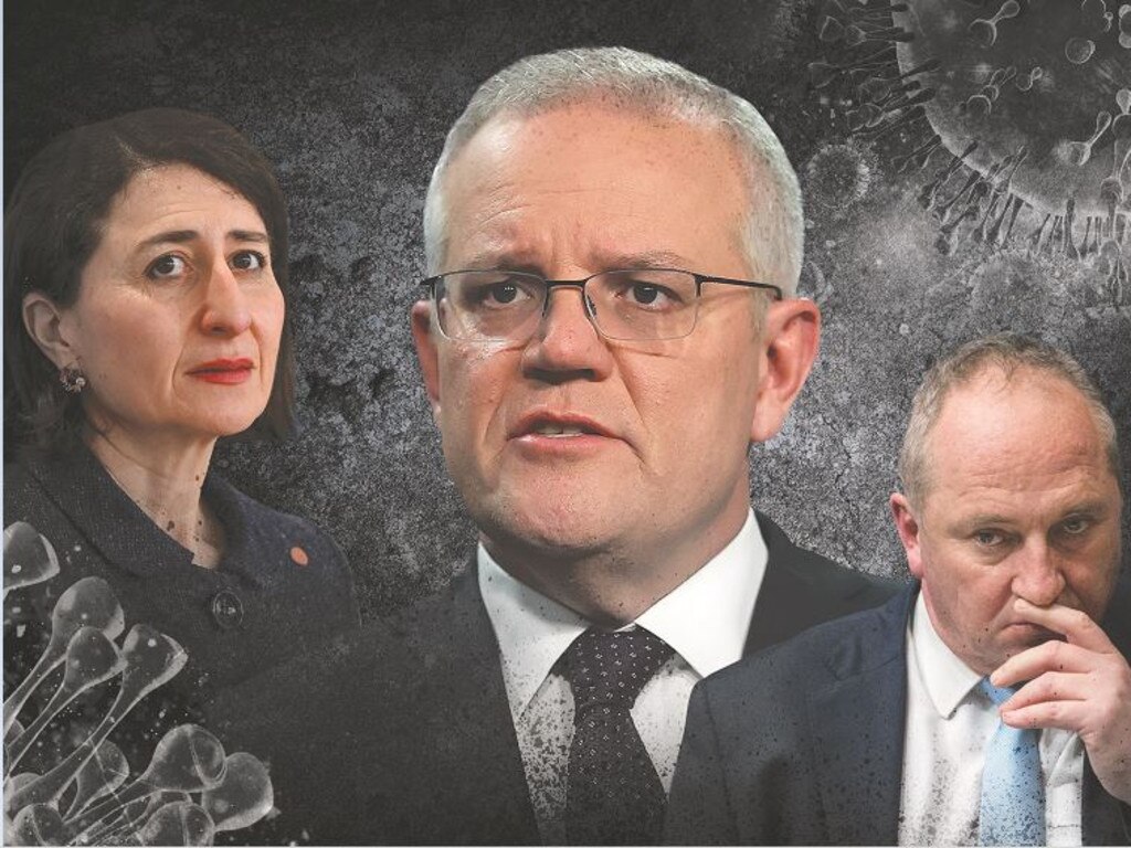 Scott Morrison, Gladys Berejiklian and Barnaby Joyce.