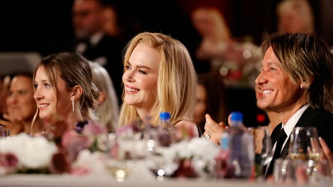 (L-R) Faith Margaret Kidman-Urban, honoree Nicole Kidman, and Keith Urban attend the 49th Annual AFI Life Achievement Award Honoring Nicole Kidman. Picture: Emma McIntyre/Getty Images for Warner Bros. Discovery