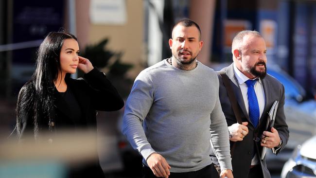 Hayley Webb, Harley Barbaro and Defence Solicitor Campbell McCallum outside court. Photo: Scott Powick.