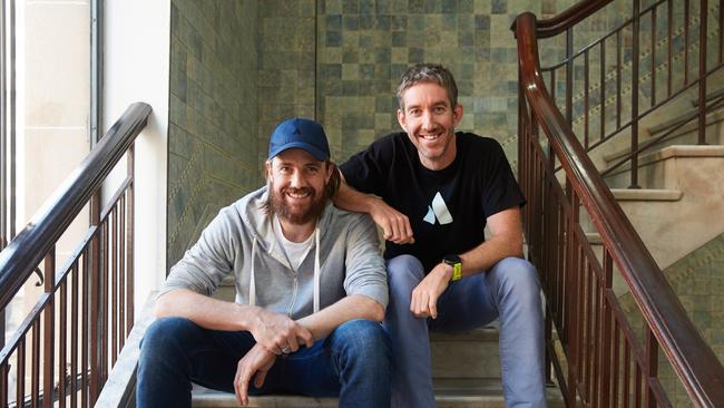 Mike Cannon-Brookes (left) and fellow Atlassian founder Scott Farquhar gave $2.6m. Picture: News Corp Australia