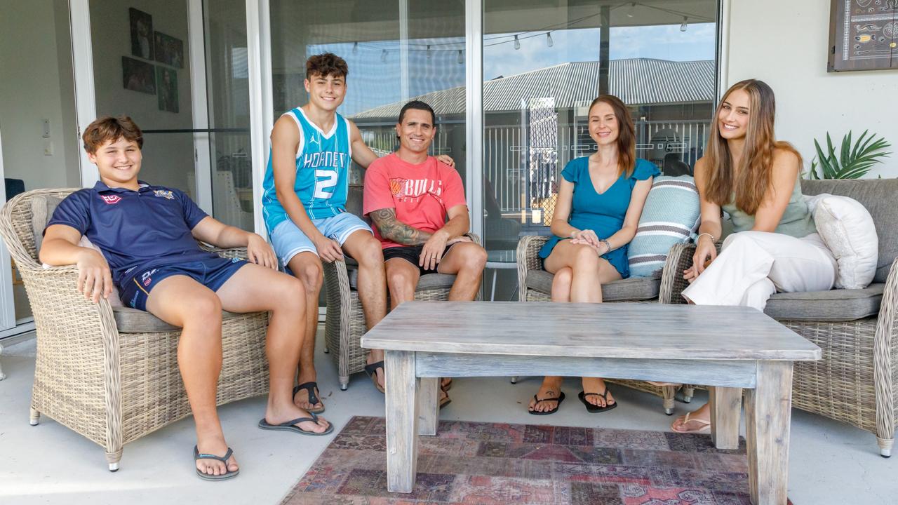 PJ Marsh at home with his family in Yeppoon. Picture: Steve Vit