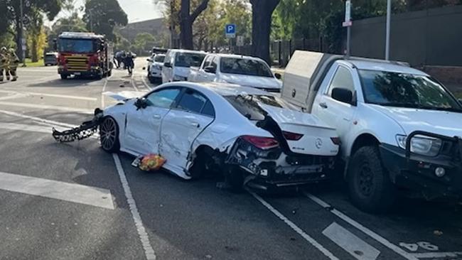 The car allegedly crashed into two other vehicles.