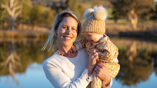 Virginia pictured with one of her 4 children, Tully 8mths. Photo by Simon Dallinger