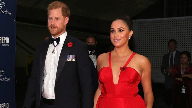 Prince Harry and Meghan attend the 2021 Salute To Freedom Gala at Intrepid Sea-Air-Space Museum in New York City last week. Picture: Getty Images