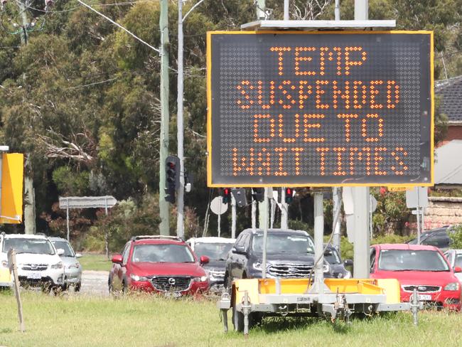 Covid testing was suspended today at the Keysborough Springers Leisure Centre in Melbourne. Picture: NCA NewsWire/ David Crosling