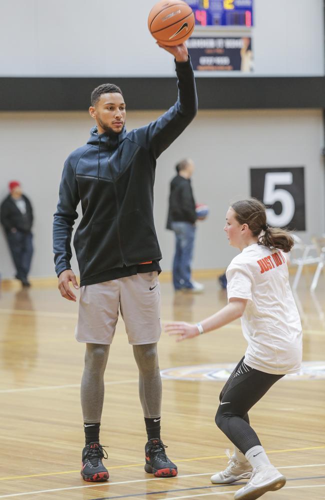 NBA star Ben Simmons hosted junior clinic at State Basketball Centre in Wantirna South.. Picture: Wayne Taylor.