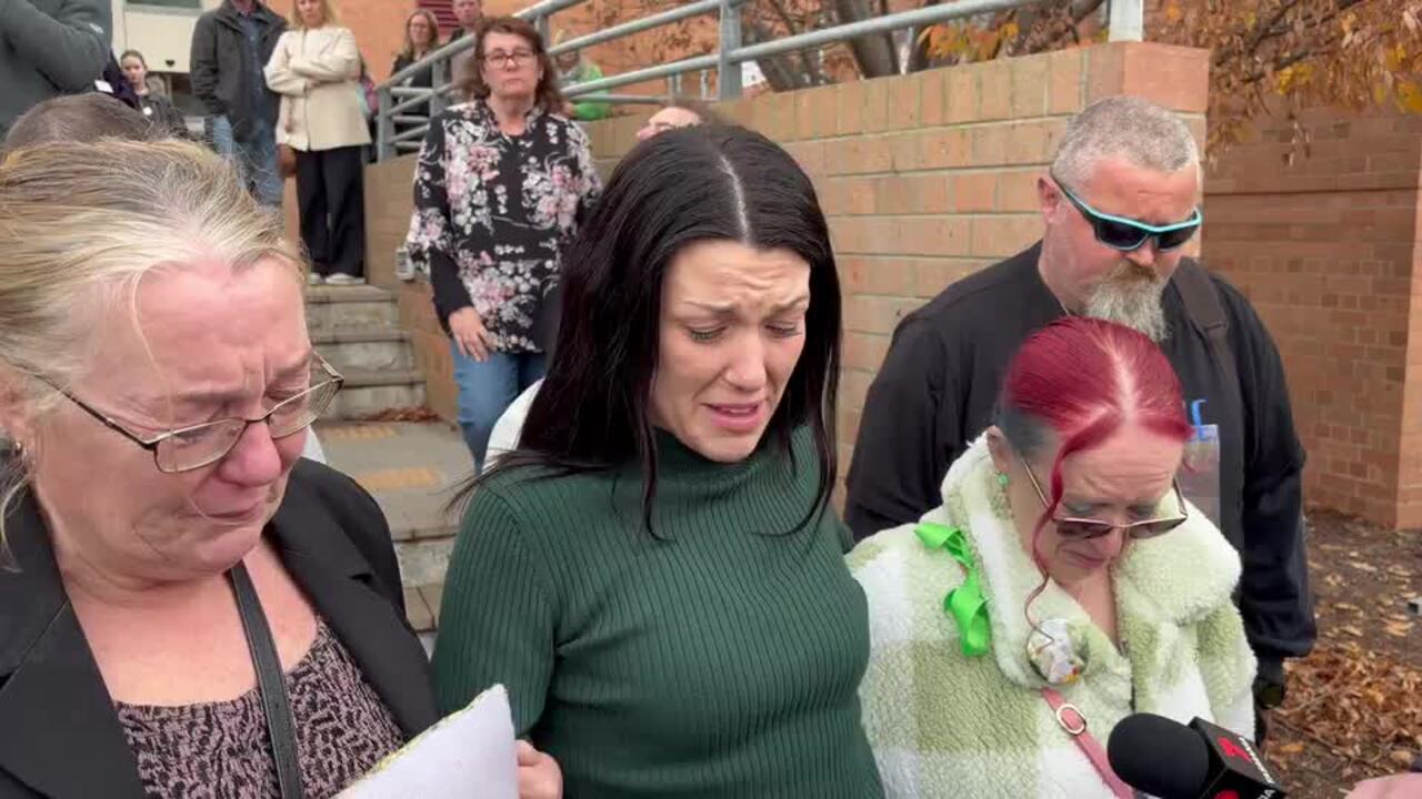 Mother of Zane Mellor Georgie Burt speaks outside of Devonport Magistrates Court