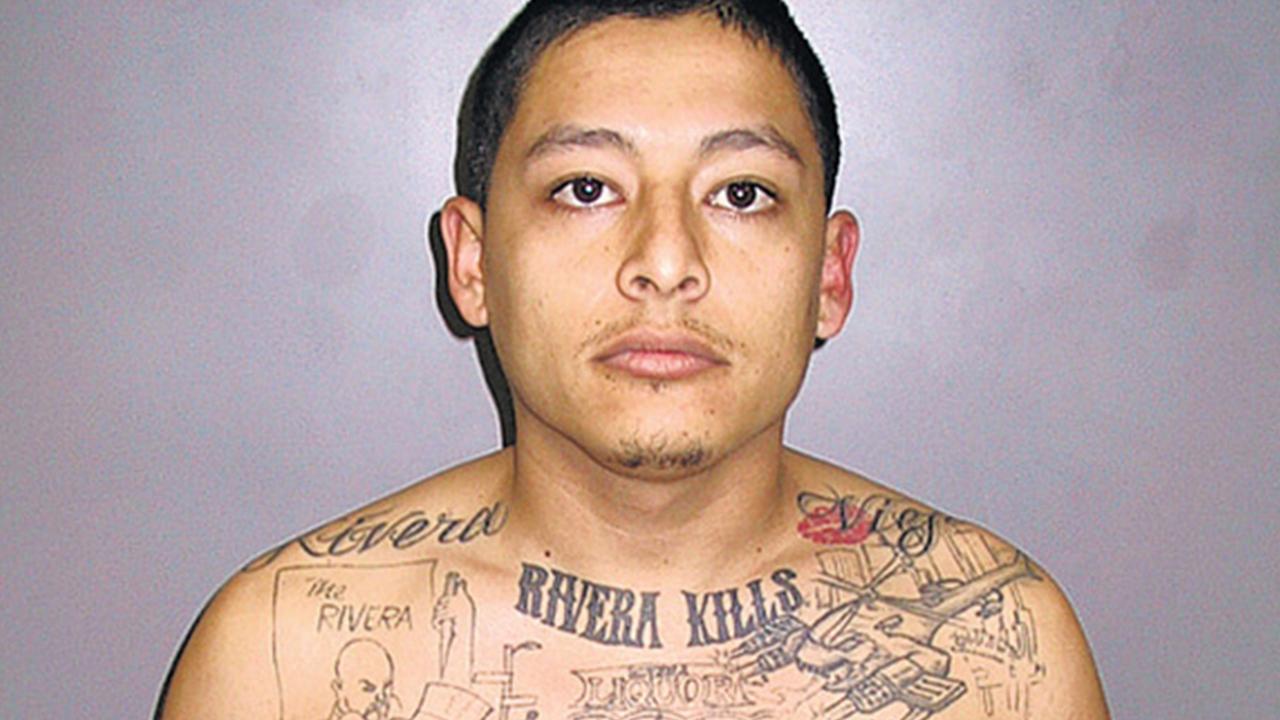 Anthony Garcia was caught thanks to this tattoo. Picture: Los Angeles County Sheriff's Department