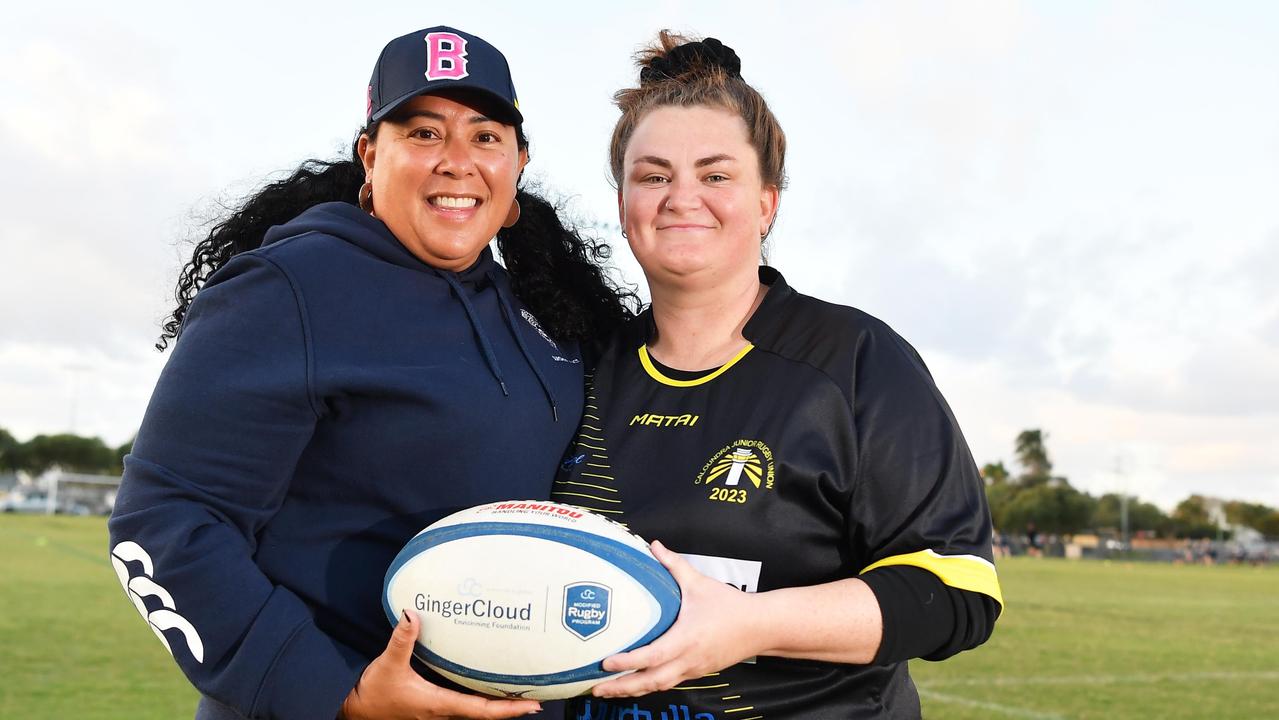 Sunshine Coast Brothers rugby union treasurer Nicole Patelesio and Caloundra junior president Jess Broadhurst. Picture: Patrick Woods