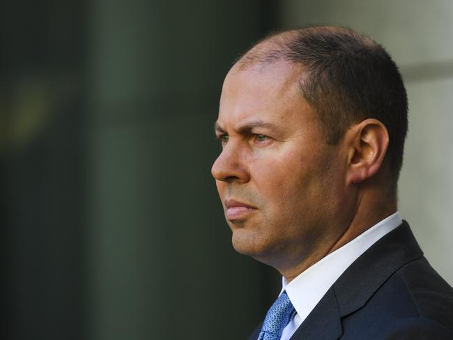 Australian Treasurer Josh Frydenberg speaks during a press conference. Picture: AAP.