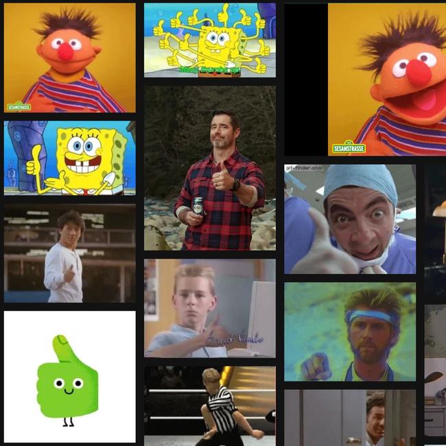 Brent Rambo among a number of popular "thumbs up" reaction gifs on GIPHY.