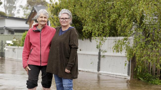 Local residents Julie Lunson and Mel Rooke of Latrobe. Flooding at Latrobe. Picture: Grant Viney