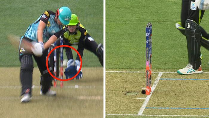 Jess Jonassen survived despite the ball clearly hitting the stumps. Picture: Supplied