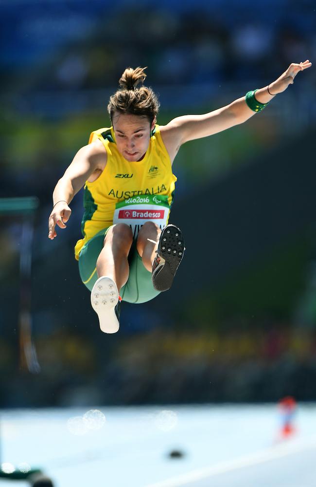 DREAM JUMP: Brayden Davidson’s winning leap of 5.62m in the long jump. <b>Picture: SPORT THE LIBRARY / JEFF CROW </b>