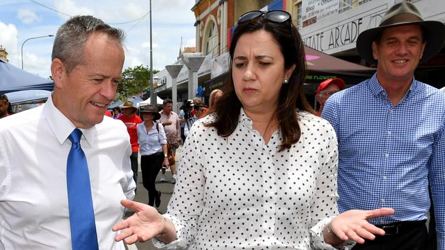 ALP federal Opposition Leader, Bill Shorten (left) and Queensland Premier Annastacia Palaszczuk (right). Picture: AAP/Darren England