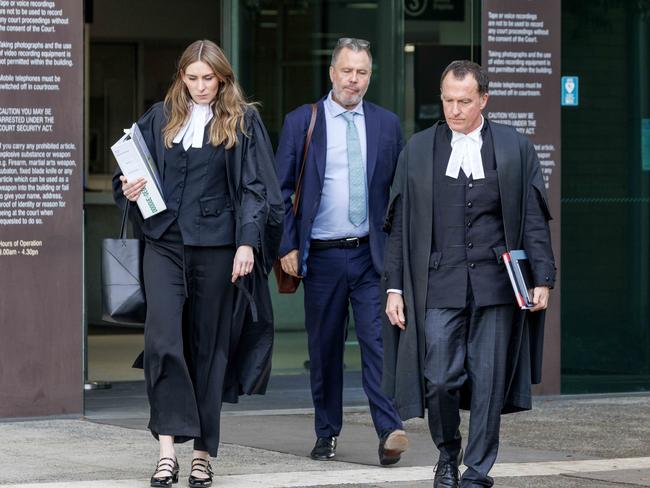 Ms Patterson’s barrister Sophie Stafford, lawyer Bill Doogue and barrister Colin Mandy SC. Picture: David Geraghty