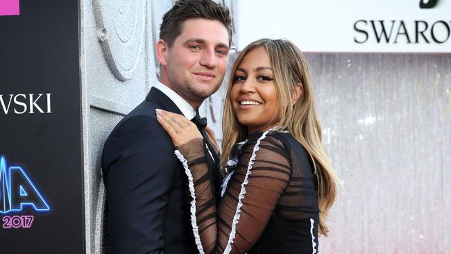 Engaged: Themeli Magripilis and Jessica Mauboy. Picture: Richard Dobson