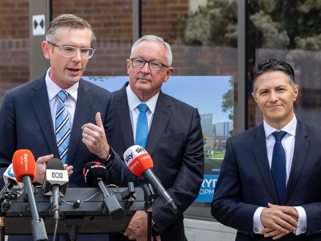 SYDNEY, AUSTRALIA - Premier Dominic Perrottet, Minister for Health Brad Hazzard and Member for Ryde Victor Dominello will provide an update on the $479 millionRyde Hospital redevelopment. Photos January 13, 2023.  Picture NCA NewsWire / Seb Haggett