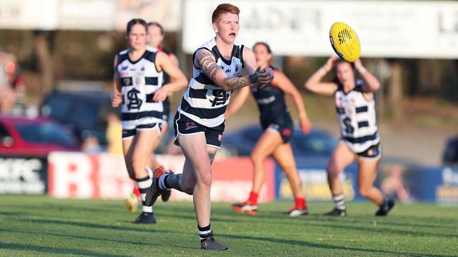 South Adelaide's Jess Kirk in action against Norwood. Picture: Deb Curtis