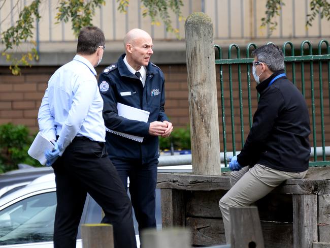 Andrew Crisp at the North Melbourne public housing estate when it was put into lockdown. Picture: NCA NewsWire / Andrew Henshaw