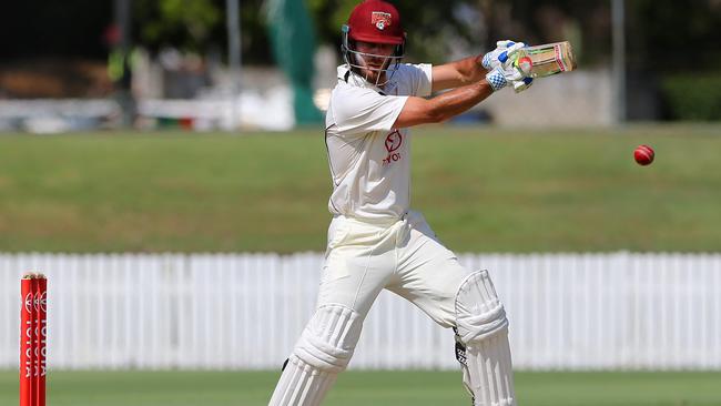 A moment Bulls supporters wished they had seen more of – Chris Lynn batting for Queensland. Pictures: Jack Tran