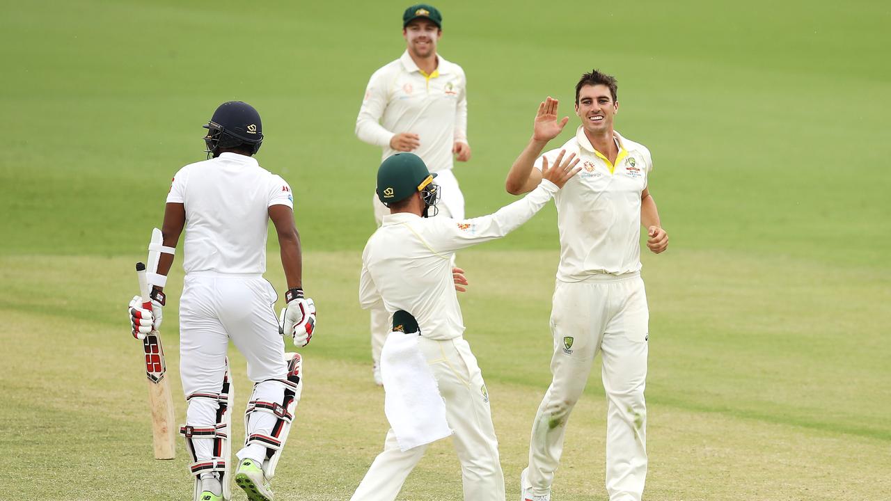 Pat Cummins celebrates a wicket. Photo: Mark Kolbe/Getty Images.