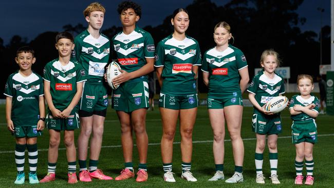 St Mary’s Saints juniors: (L-R) Noah Nanai, Harlan Daniela, Jayden Xerri, Sia’a Taveuveu, Naioka Tuipulotu, Brooklyn Williams, Mahlie Frew and Grace Bowler. Picture: Max Mason-Hubers