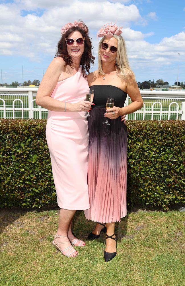 MELBOURNE, AUSTRALIA – OCTOBER 16 2024 Pauline and Michelle at the Caulfield Social race day at Caulfield racecourse on Wednesday 16th October, 2024 Picture: Brendan Beckett