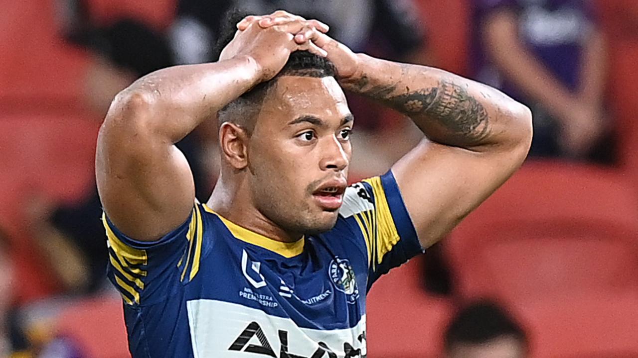 Waqa Blake of the Eels has been found out by opposition attack.