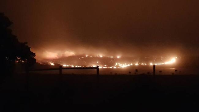 Lakes Gnotuk and Bullen Merri surrounded by fire in Camperdown. Picture: John Hamilton