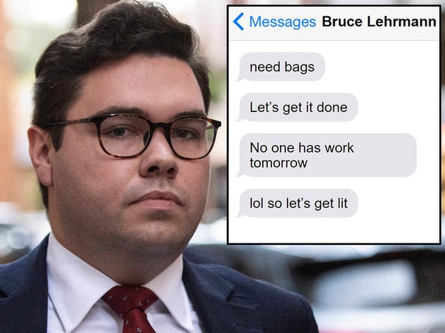 A mock-up image of a WhatsApp exchange between Bruce Lehrmann and a friend that was aired in court. Picture: Supplied