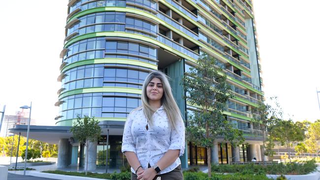 Movement occurred  at the Opal Tower apartment building at Sydney Olympic Park, to report on the cracking noises coming from the building. Delsa Daryaei is from unit 3203 and have been turned away from her apartment that she shares with her mother.