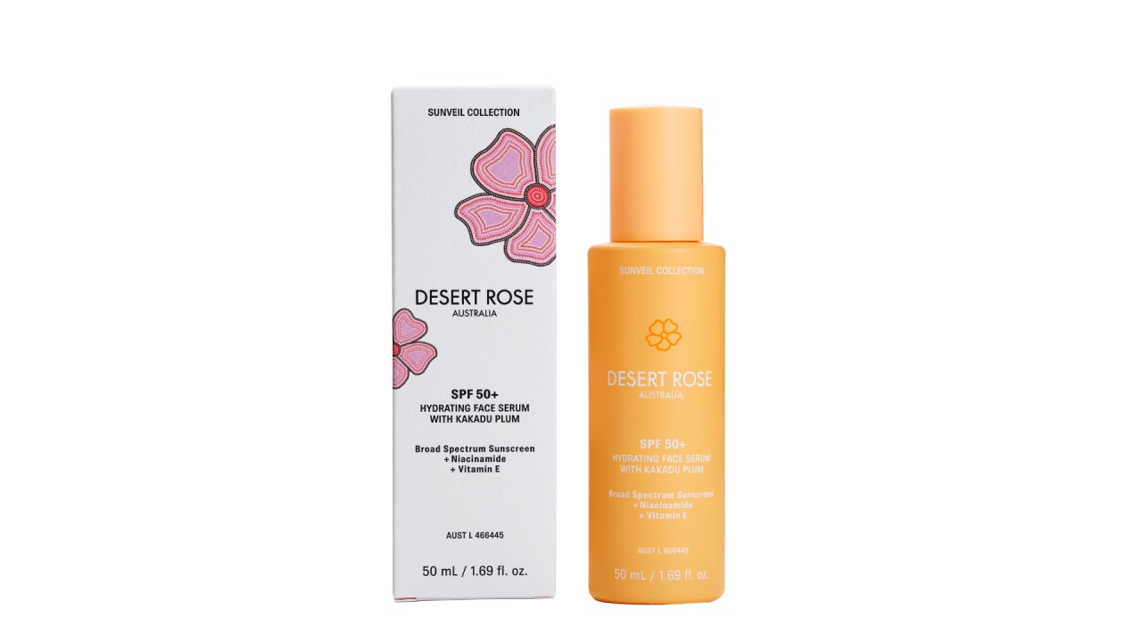 <h3><a href="https://desertroseaustralia.com/password" target="_blank" rel="noopener"><span>Desert Rose SPF 50+ Hydrating Face Serum, $48 from Desert Rose Australia</span></a></h3><p class="button-common"><a title="Desert Rose" href="https://desertroseaustralia.com/password" target="_blank" data-cta="Desert Rose" data-editable="true">Shop here</a></p><p><em>Always read the label and follow the directions for use. Prolonged high-risk sun exposure should be avoided.</em></p>