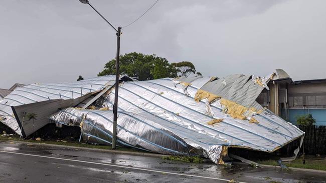 Chilling photos of a roof torn from a building at Manly State School show the destruction left in the wake of a wild summer storm on Boxing Day. PHOTOS: Councillor Sara Whitney.