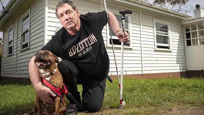 Blind disability pensioner Paul Williams is worried how he'll be able to continue living with his family and pets after he was given 45 days to vacate his rental property at Warrane. Picture Chris Kidd