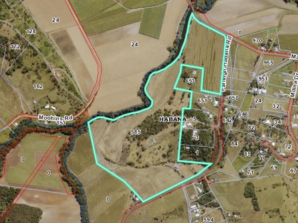 The layout of the rural-zoned lot along Farleigh-Habana Rd at Habana.