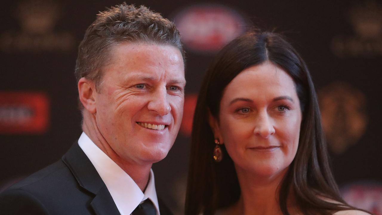 Damien Hardwick and wife Danielle at the 2017 Brownlow Medal. (Photo by Scott Barbour/Getty Images)