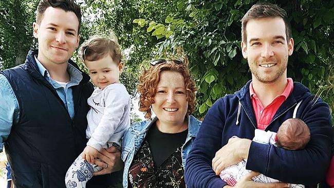 Rhiannon (centre) has made her brother’s dreams come true, becoming a surrogate twice for him and his partner. Picture: Caters News